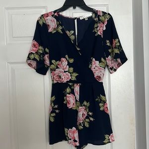 Navy blue floral romper